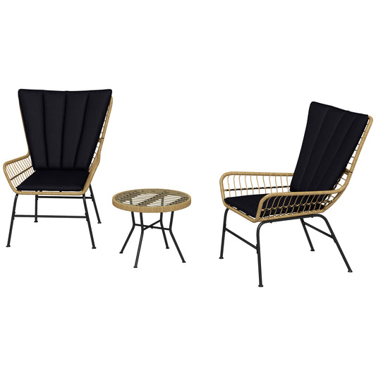 Outsunny Bistro Set Balkonmeubelset, Boho Stijl, Weerbestendig, 76 x 66 x 96 cm, Zwart