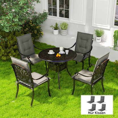 Outsunny 4-delige set zitkussens, 108 x 50 x 5 cm, stoelkussens met strikbandjes, zitkussens voor binnen/buiten, lichtgrijs