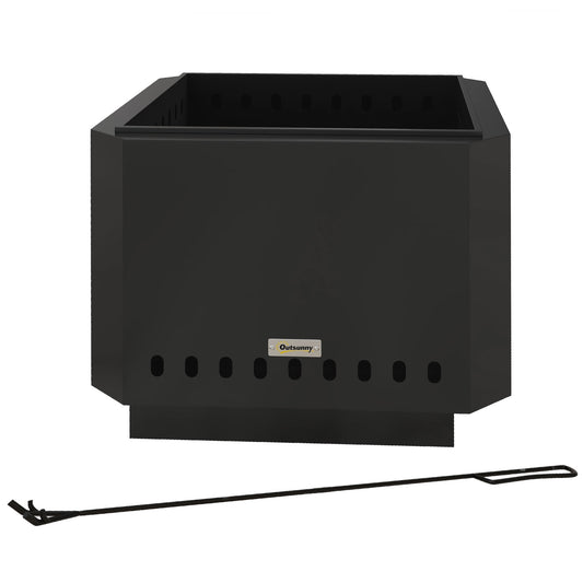 Outsunny Fire Bowl Vuurkorf, incl. pook, 48 x 48 x 41 cm, Zwart