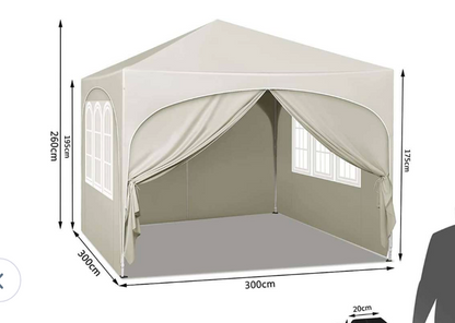 Easy up partytent 3x3m beige