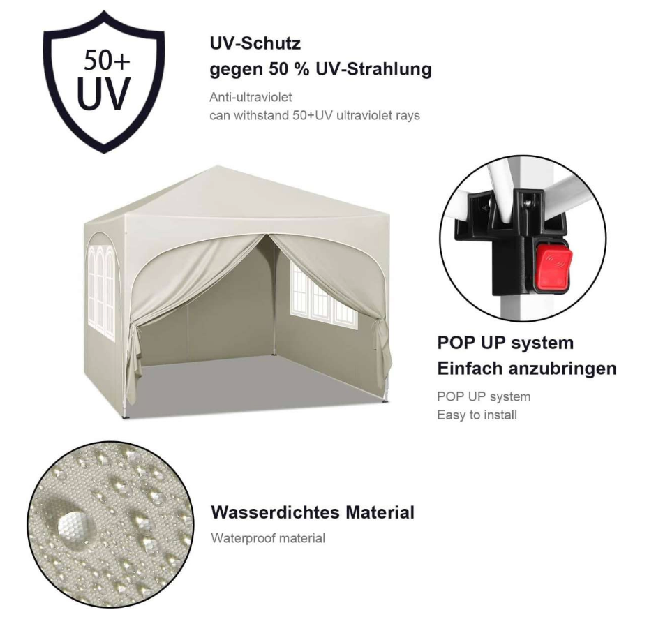 Easy Up Partyzelt 3x3m beige