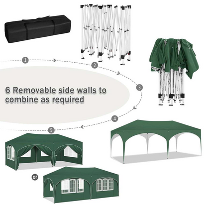 Easy up party tent 6x3m green