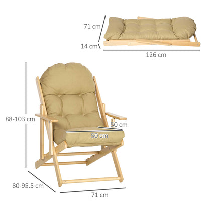 HOMCOM accentstoel, relaxfauteuil, verstelbare rugleuning, beukenhouten frame, tot 120 kg, bruin