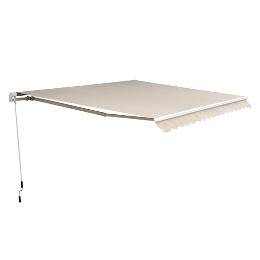 Outsunny knikarmzonnescherm, verstelbare klemzonnescherm, terraszonnescherm, 4,5 x 3 m, zonnescherm met slinger, balkonzonnescherm, beige