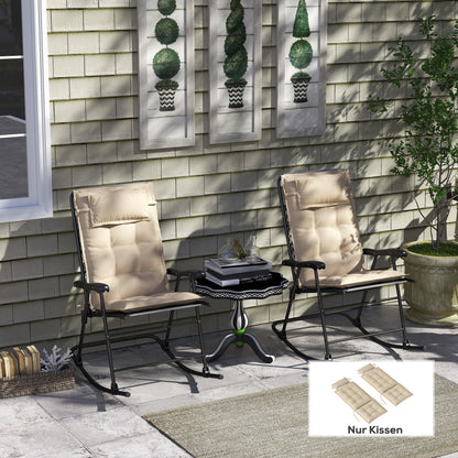 Outsunny 2-delige set waterafstotende ligstoelkussens, tuinligstoelkussens, 50x116x5 cm, beige