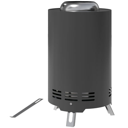 Outsunny RVS Vuurschaal Ø16x25cm Vuurkorf met Pook Rookloze Vuurschalen Grijs