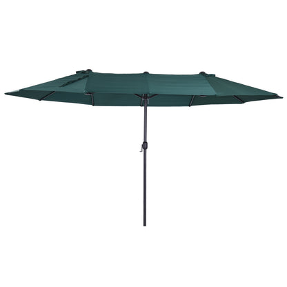 Outsunny Parasol Tuinparasol Marktparasol Dubbele parasol Patioparasol met handzwengel Donkergroen Ovaal 460 x 270 x 240 cm
