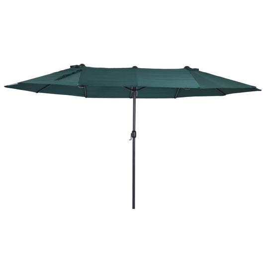 Outsunny Parasol Tuinparasol Marktparasol Dubbele parasol Patioparasol met handzwengel Donkergroen Ovaal 460 x 270 x 240 cm