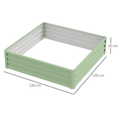 Outsunny tuinbed, plantenbak met stalen omkasting, groen, 120 x 120 x 30 cm
