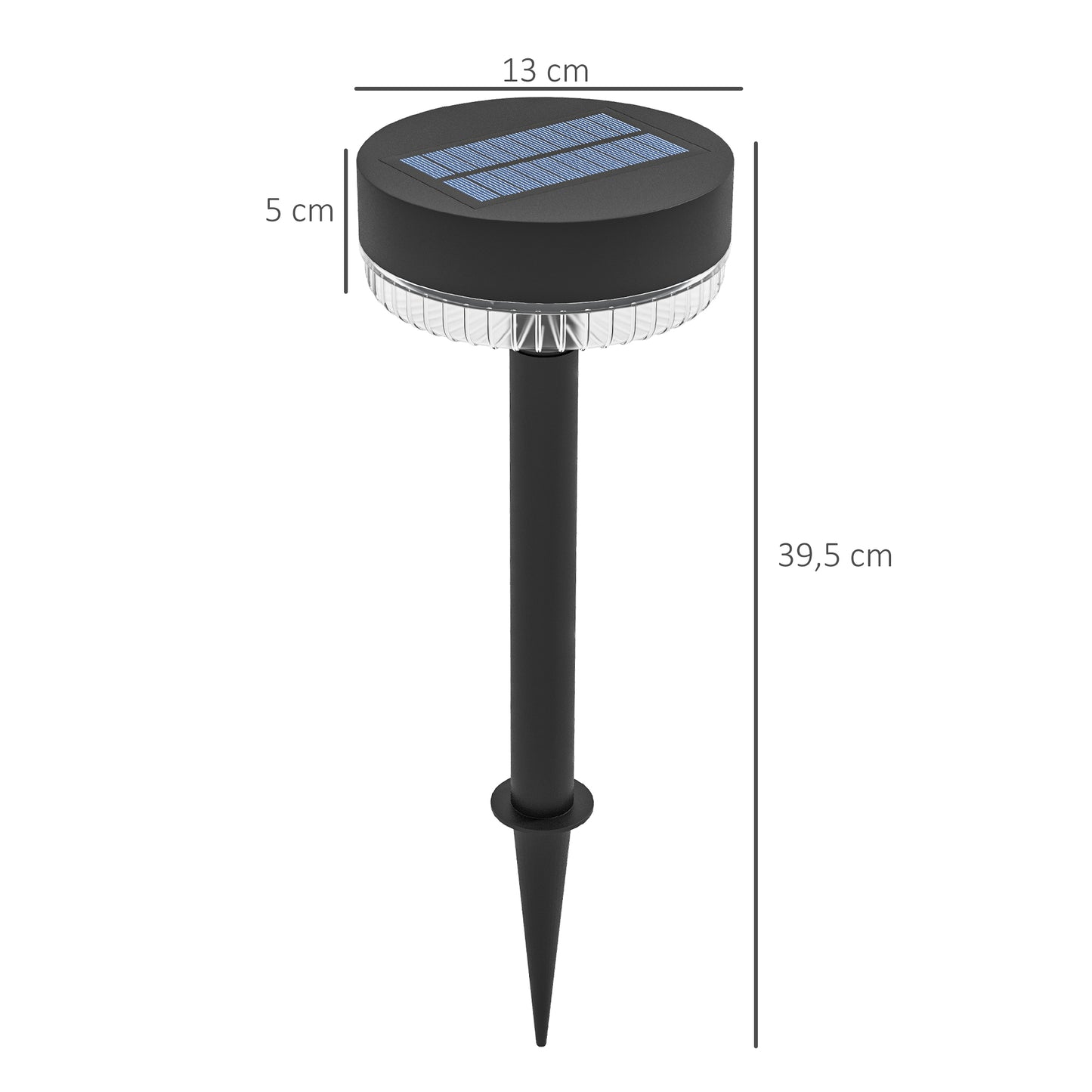 Outsunny Solar Tuinverlichting, Waterdicht, Warm Witte LED, 10-12 uur Bedrijfstijd, Zwart