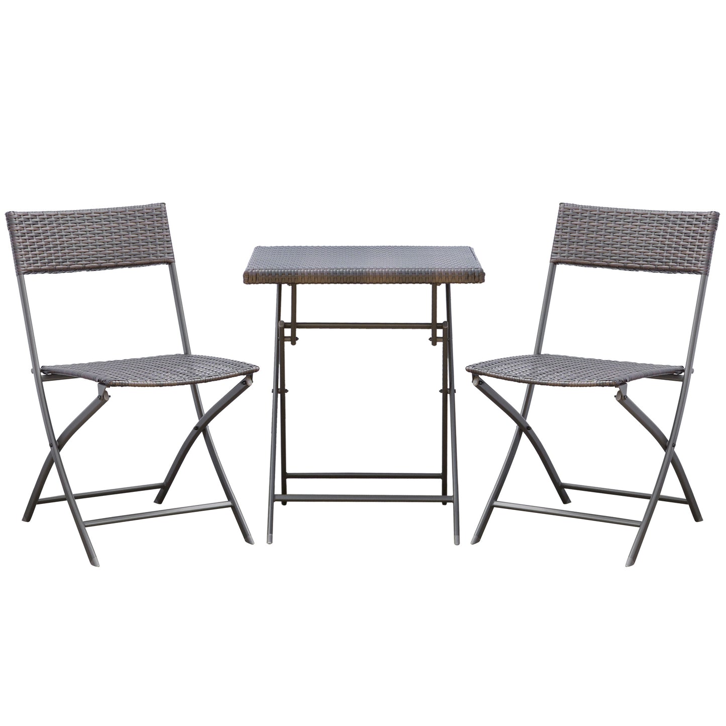 Outsunny Polyrattan Bistroset voor 2 personen, Zitgroep, Rotan Tuinmeubelset, Zwart