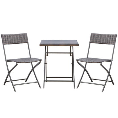 Outsunny Polyrattan Bistroset voor 2 personen, Zitgroep, Rotan Tuinmeubelset, Zwart
