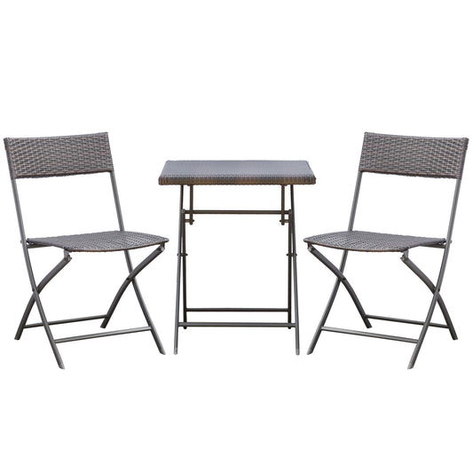 Outsunny Polyrattan Bistroset voor 2 personen, Zitgroep, Rotan Tuinmeubelset, Zwart