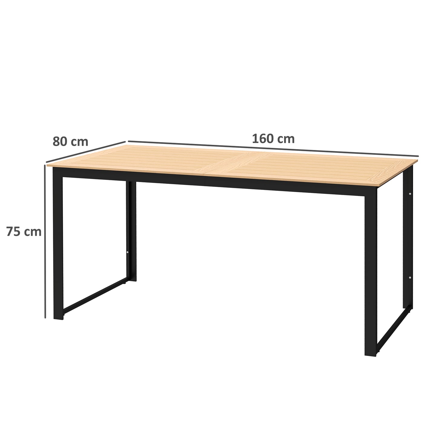 Outsunny Tuintafel voor 6 personen 160 x 80 cm Weerbestendige balkontafel met lattenbodem, Buitenbuffettafel van teakhout