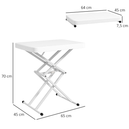 Outsunny Tuintafel, Draagbare Buitentafel van Kunststof en Metaal, Bistrotafel, voor Terras, Tuin, Wit