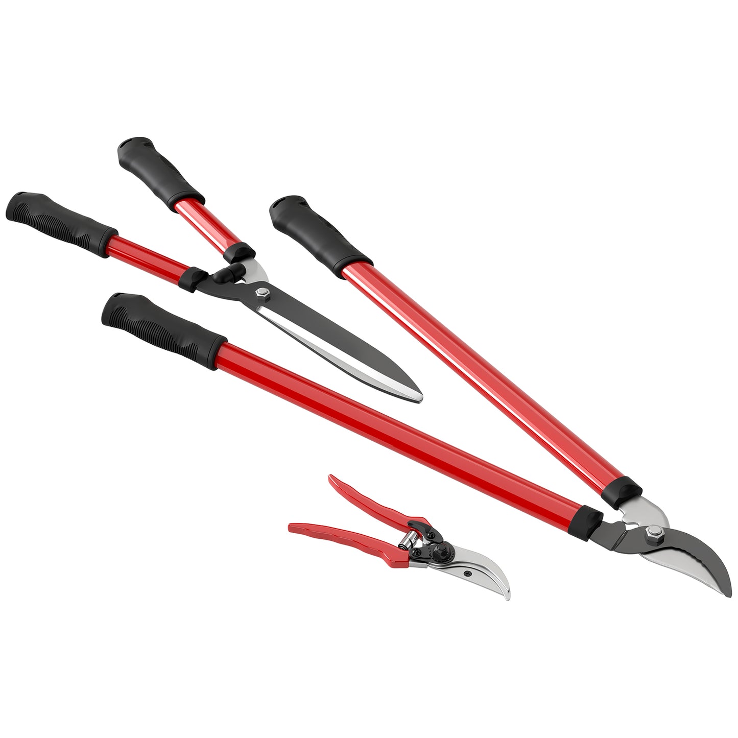 Outsunny heggenschaarset, 3-delig, tuinschaar, takkenschaar met stalen messen, handvat