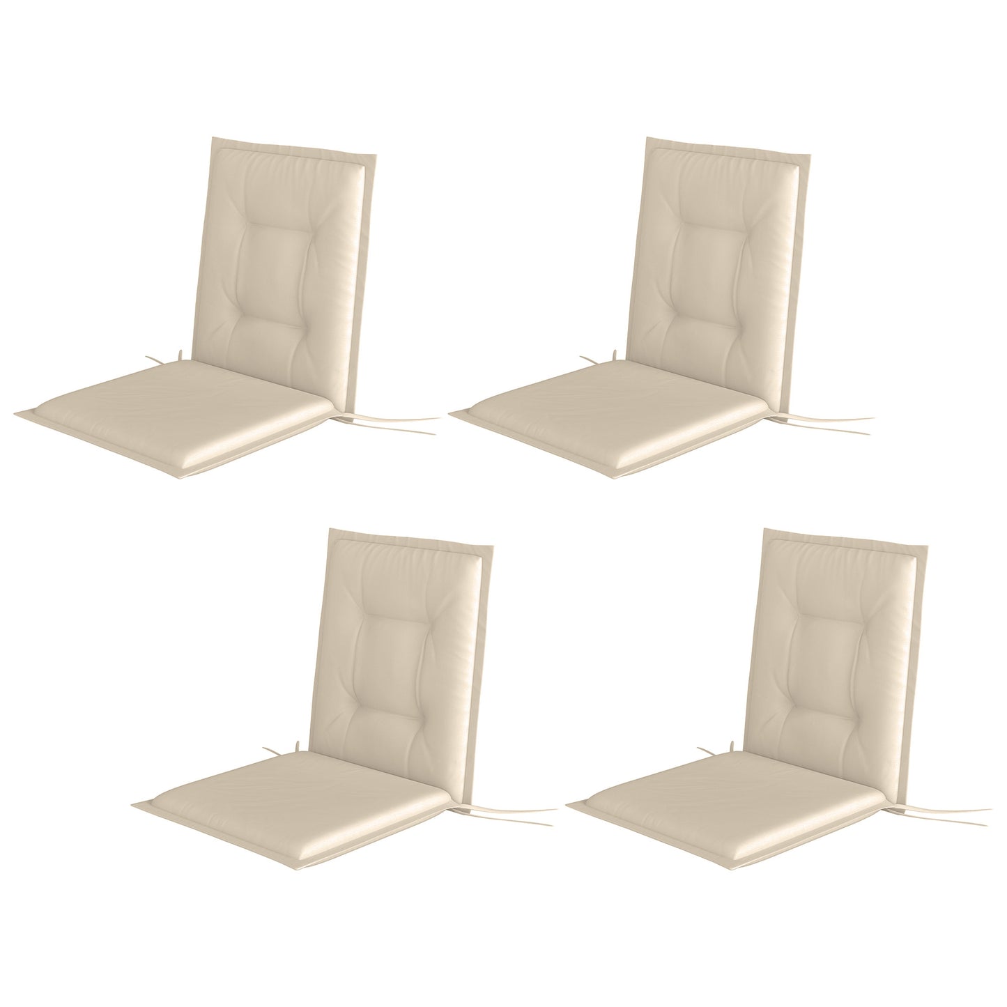 Outsunny 4-delige set zitkussens, 108 x 50 x 5 cm, stoelkussens met strikbandjes, zitkussens voor binnen/buiten, beige