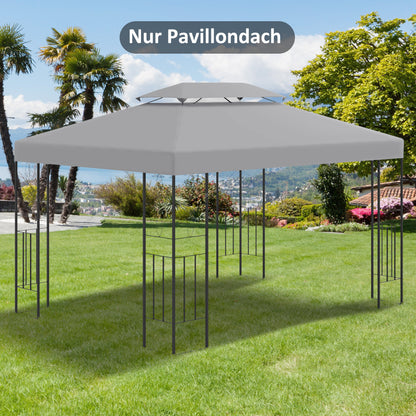 Outsunny Vervangend Dak voor 3x4m Metalen Gazebo, Waterafstotend, Dubbel Dak, Vervangende Hoes voor Tuingazebo, Partytent, Tuintent, Polyester, Lichtgrijs