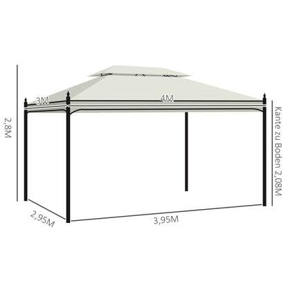 Outsunny Luxe Paviljoen Tuinpaviljoen Partytent Marquee Tuintent Pagode 3x4 m Crème