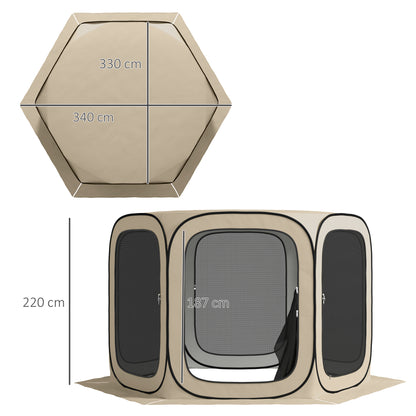 Outsunny Pop-up kampeertent, draagbaar, UPF50+ bescherming, gaaswanden, staaldraad, kaki