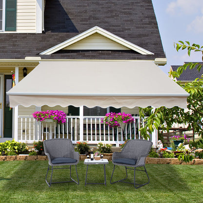 Outsunny knikarmzonnescherm, verstelbare klemzonnescherm, terraszonnescherm, 4,5 x 3 m, zonnescherm met slinger, balkonzonnescherm, beige