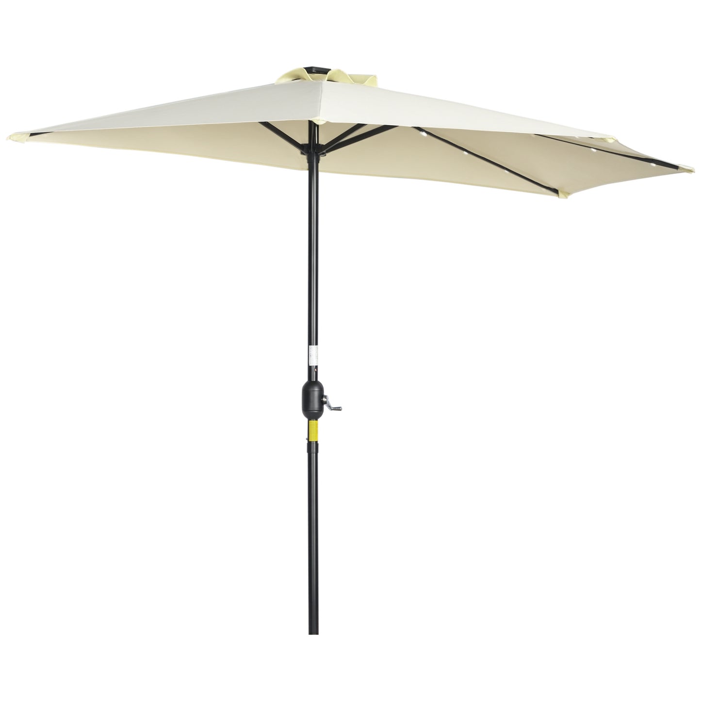 Outsunny parasol, terrasparasol, halfrond, met zonnepaneel, 20 LED's, handzwengel, beige, 2,70 x 1,35 x 2,40 m