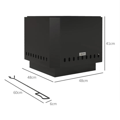 Outsunny Fire Bowl Vuurkorf, incl. pook, 48 x 48 x 41 cm, Zwart