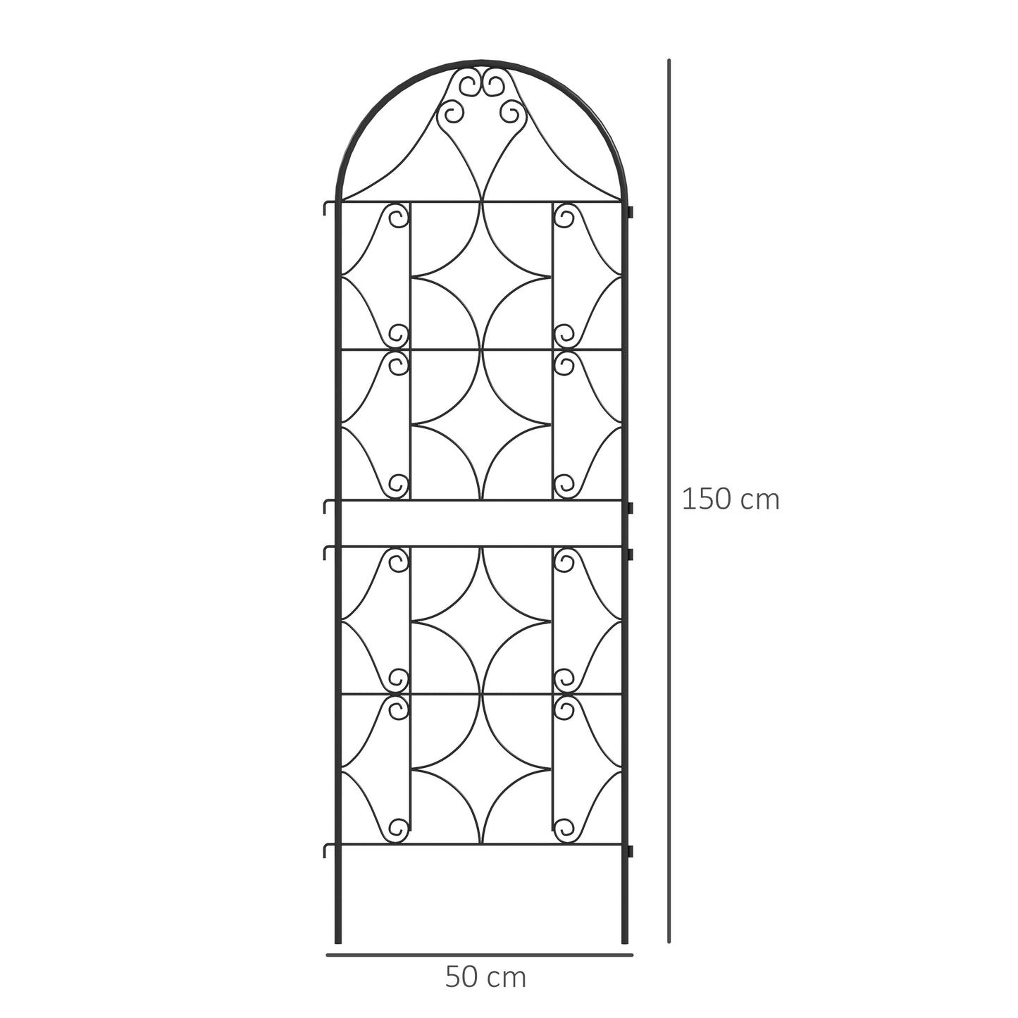 Outsunny Metalen Trellis Set van 2, Plug-in, Roestvrij, Klimhulp voor Klimplanten, 50x150 cm, Zwart