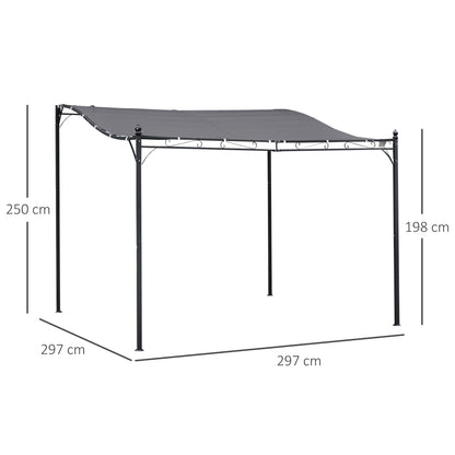 Outsunny Pergola Tuinpaviljoen Gazebo Luifel Tent Metaal Grijs 297x297cm