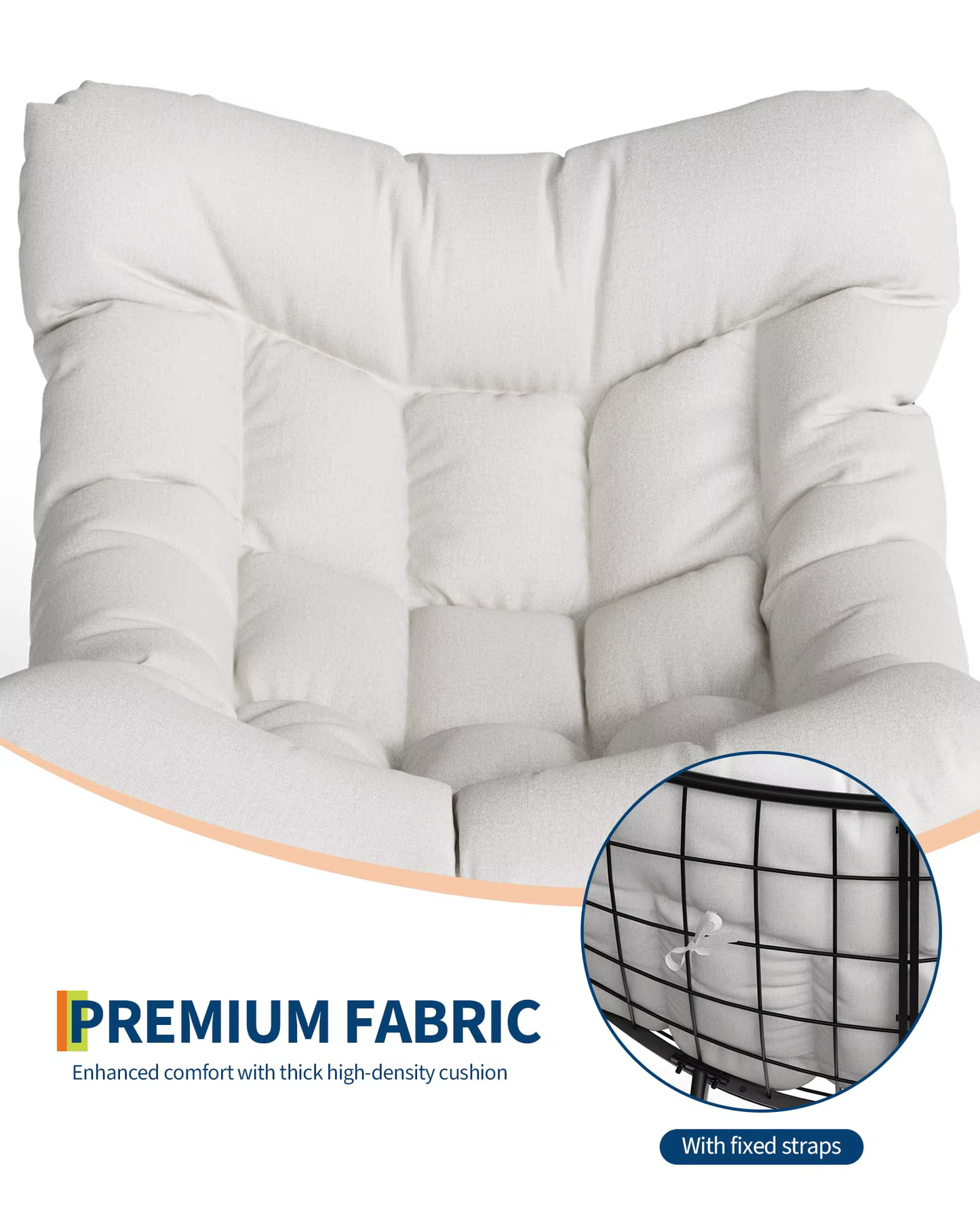 Papasan schommelstoel kussen detail premium stof