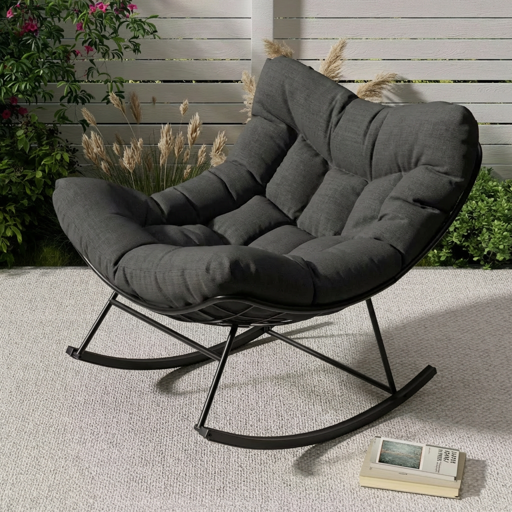 Buiten Papasan Schommelstoel – Donkergrijs