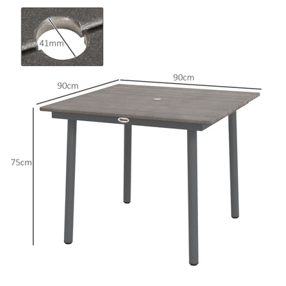 Outsunny Tuintafel Eettafel Loungetafel, Weerbestendig, Modern Design, 90 x 90 x 75 cm, Donkergrijs