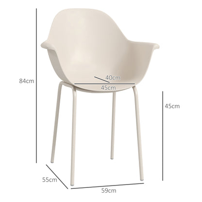 Outsunny Set van 4 Tuinstoelen Buitenstoelen Tuinstoel Modern Design 59 cm x 55 cm x 84 cm Grijs