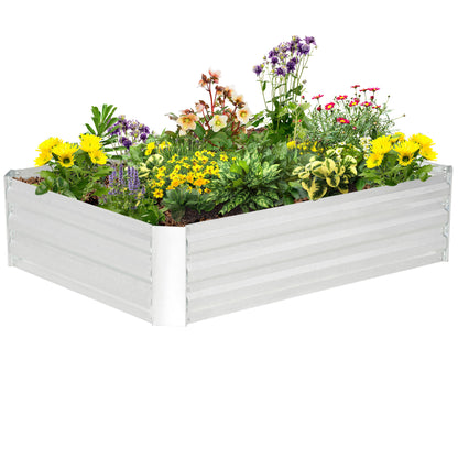 Outsunny verhoogde tuinbak van gegalvaniseerd staal, plantenbak voor in de tuin, bloembak, bloempot, zilver, 120 x 90 x 30 cm