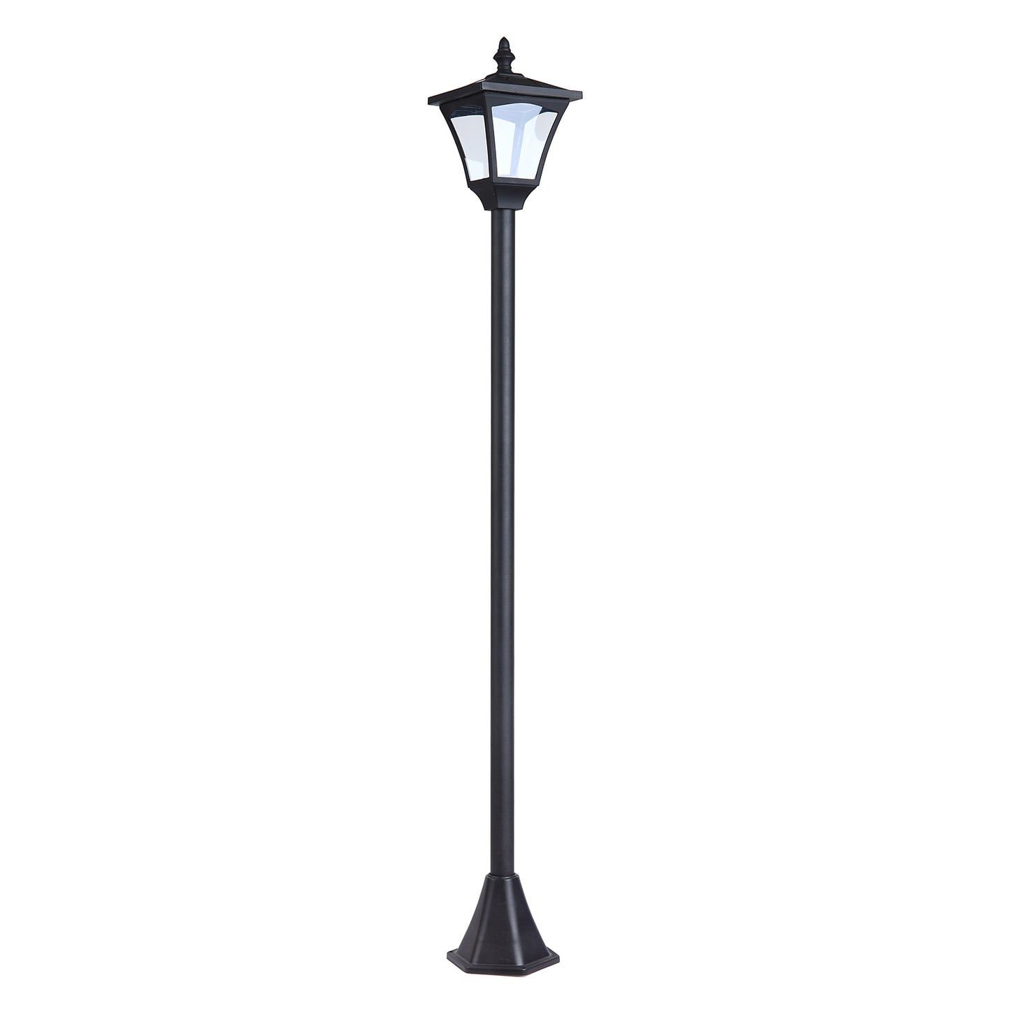 Outsunny LED Solar Tuinlantaarn, Staande Lamp van Roestvrij Staal, 120 cm Hoog, Windlicht, Buitenlamp, IP44, Solarlamp met Lichtsensor, 30 Lumen, Grondpen, Tuinlamp voor Tuin en Balkon, Zwart
