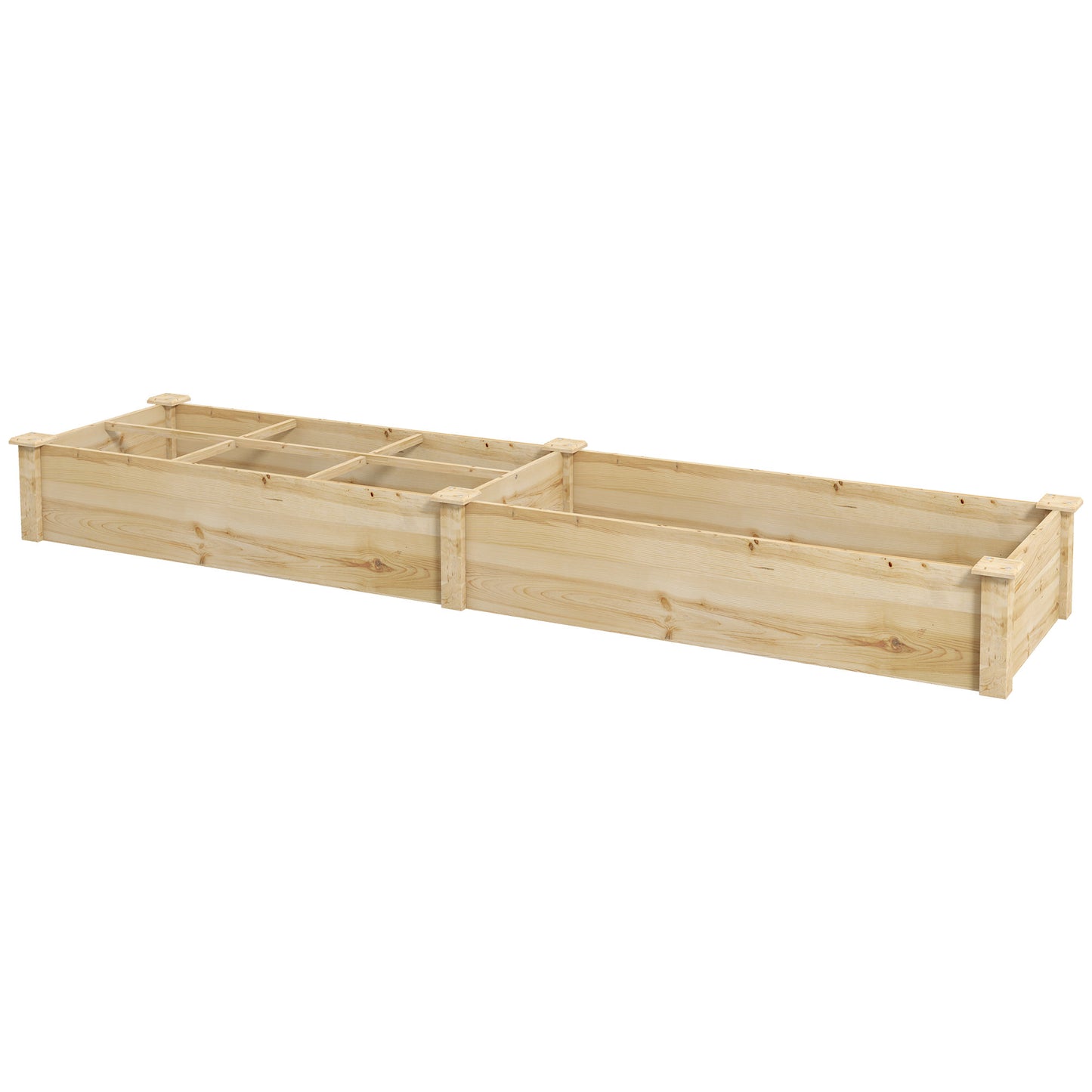 Outsunny Verhoogd Tuinbed, Plantenbak, 2-delig, open bodem, natuurlijk houten frame, eenvoudige montage, 237 x 60 x 25 cm
