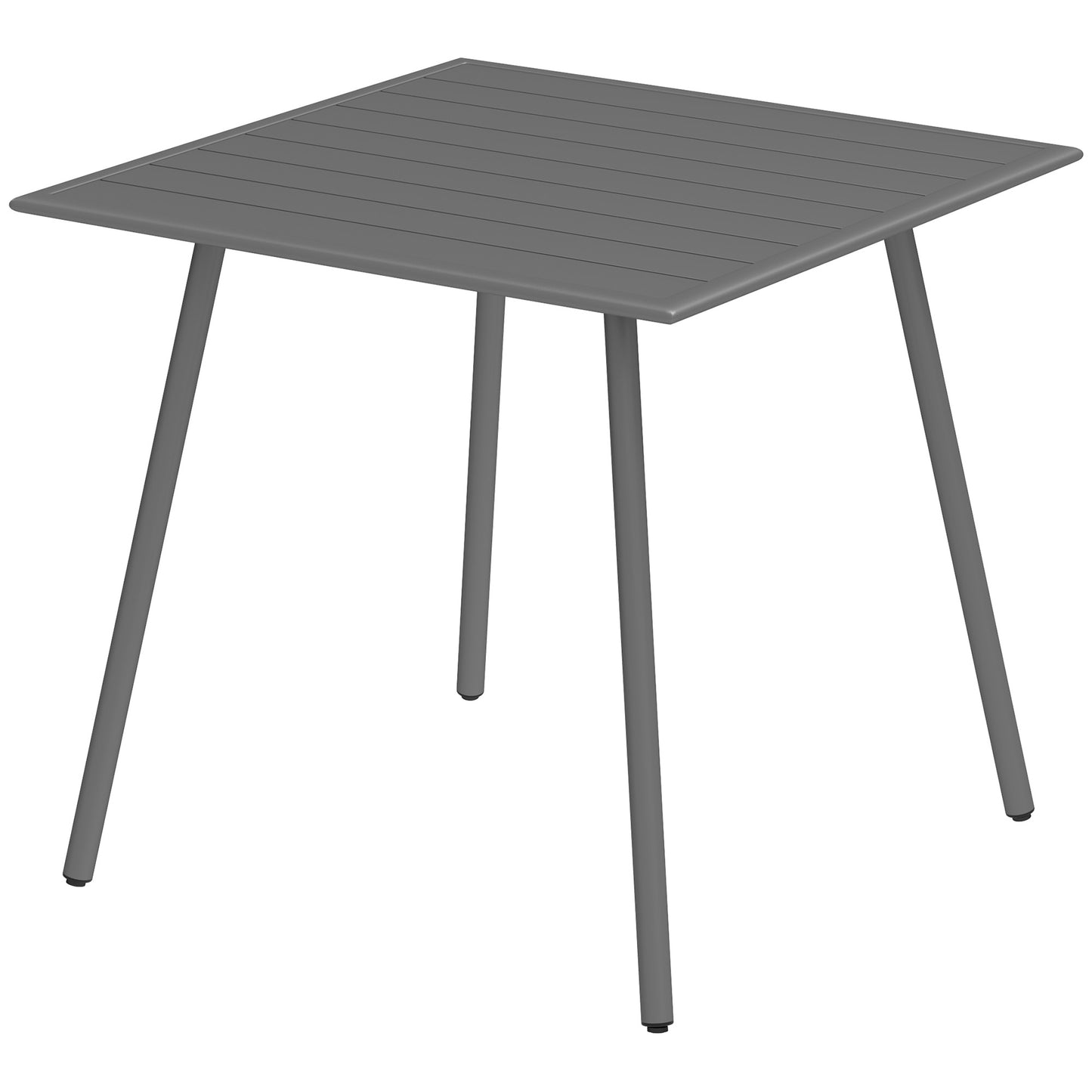 Outsunny tuintafel, eettafel voor 4 personen, stalen frame, makkelijk schoon te maken, roestbestendig, 80 x 80 x 74 cm, grijs