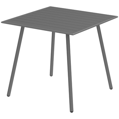 Outsunny tuintafel, eettafel voor 4 personen, stalen frame, makkelijk schoon te maken, roestbestendig, 80 x 80 x 74 cm, grijs