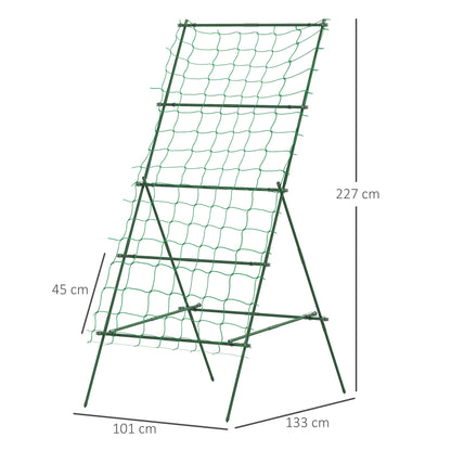 Outsunny stalen trellis, roestvrij staal, A-vormig klimhulpmiddel voor klimplanten, 101x133x227 cm, groen
