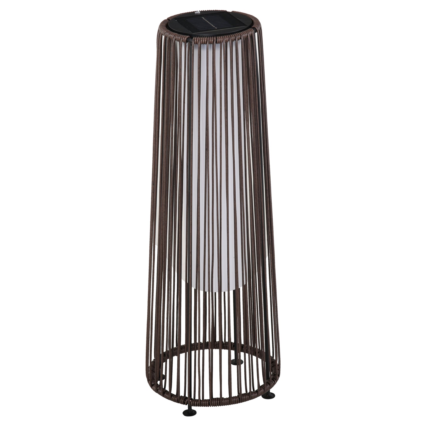 Outsunny tuinlamp, buitenlamp, op zonne-energie, 8 uur brandduur, automatische modus, rotanlook, 21,5 x 21,5 x 61 cm