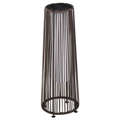Outsunny tuinlamp, buitenlamp, op zonne-energie, 8 uur brandduur, automatische modus, rotanlook, 21,5 x 21,5 x 61 cm
