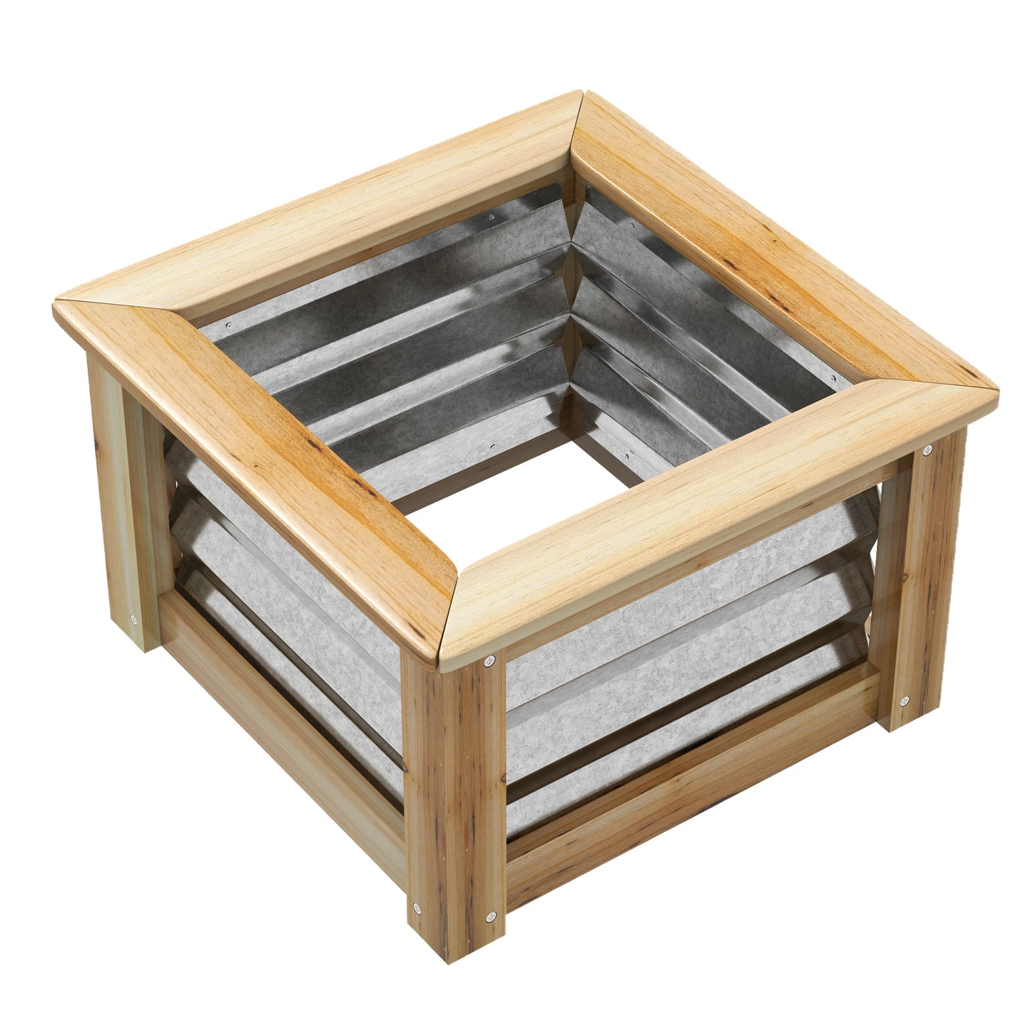 Verhoogde tuinbak van Outsunny, zelf-drainerend, open bodem, metaal+hout, 45 x 45 x 30 cm