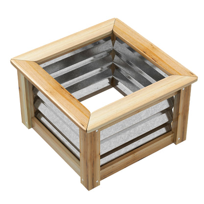 Verhoogde tuinbak van Outsunny, zelf-drainerend, open bodem, metaal+hout, 45 x 45 x 30 cm