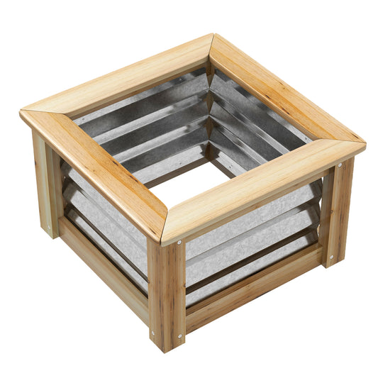 Verhoogde tuinbak van Outsunny, zelf-drainerend, open bodem, metaal+hout, 45 x 45 x 30 cm