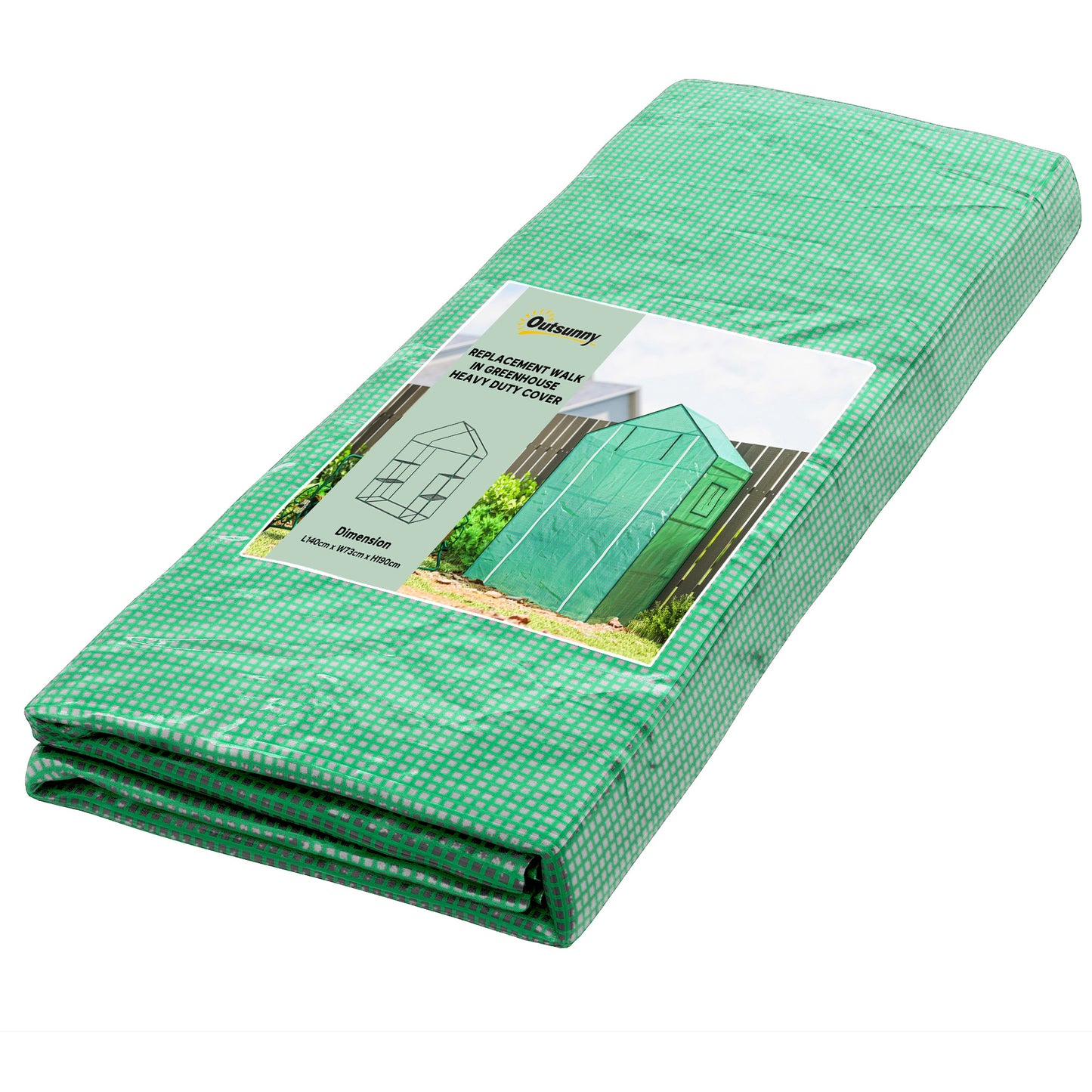 Outsunny vervangingshoes voor kas, vervangingshoes met UV-bescherming, roldeur, zijramen, 140 x 73 x 190 cm, groen