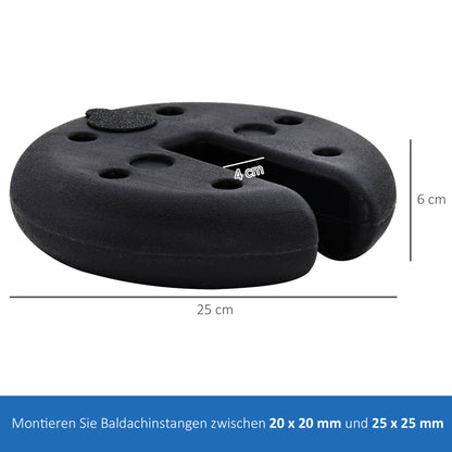 Outsunny Paviljoenstandaardset (4 stuks) - Gewichten voor feesttenten, Paviljoengewichten, Vulbaar tot 5 kg, Paviljoengewichten, Ø25 x 6 cm, Zwart