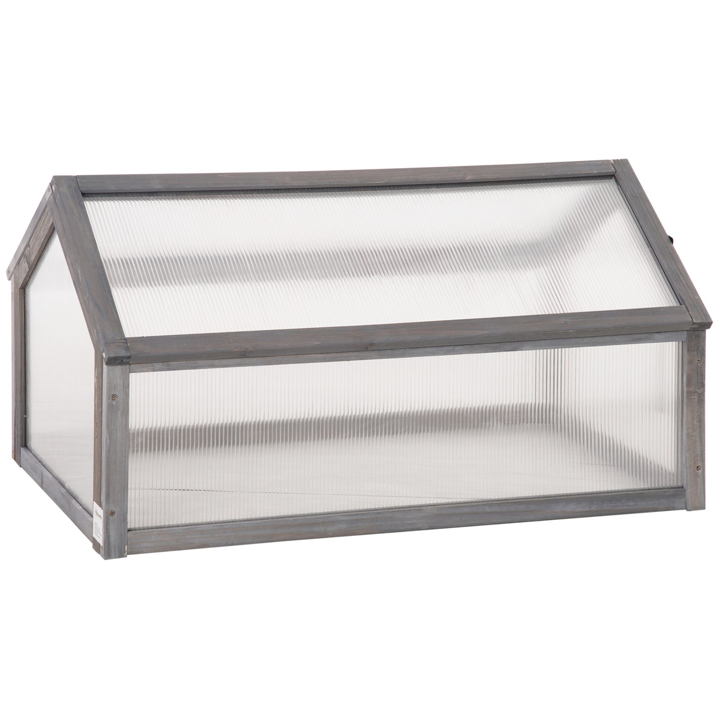 Outsunny Mini Kas, Compacte Houten Plantenkas met Polycarbonaat Panelen en Ventilatieopening, 90L x 52B x 49,5H cm, Grijs