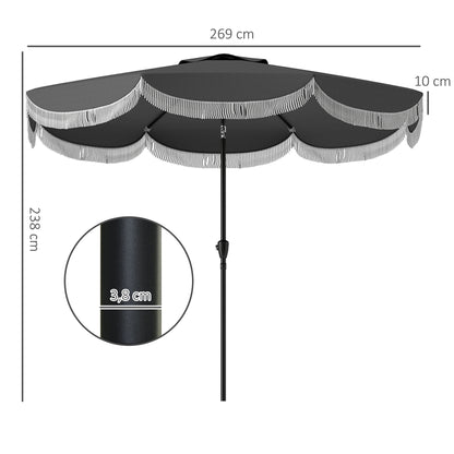 Outsunny Parasol Ø269 cm, UV-beschermende parasol, achthoekige balkonparasol, zonnescherm voor in de tuin, donkergrijs