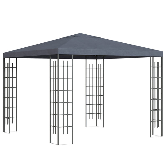 Outsunny Tuinpaviljoen 2,95 x 2,95 m Gazebo Tuintent Marquee Partytent Staal Polyester Grijs