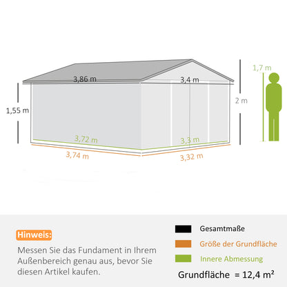 Tuinhuis Outsunny, weerbestendig tuinhuis voor tuingereedschap, met ventilatieramen, schuifdeuren, staal, donkergroen
